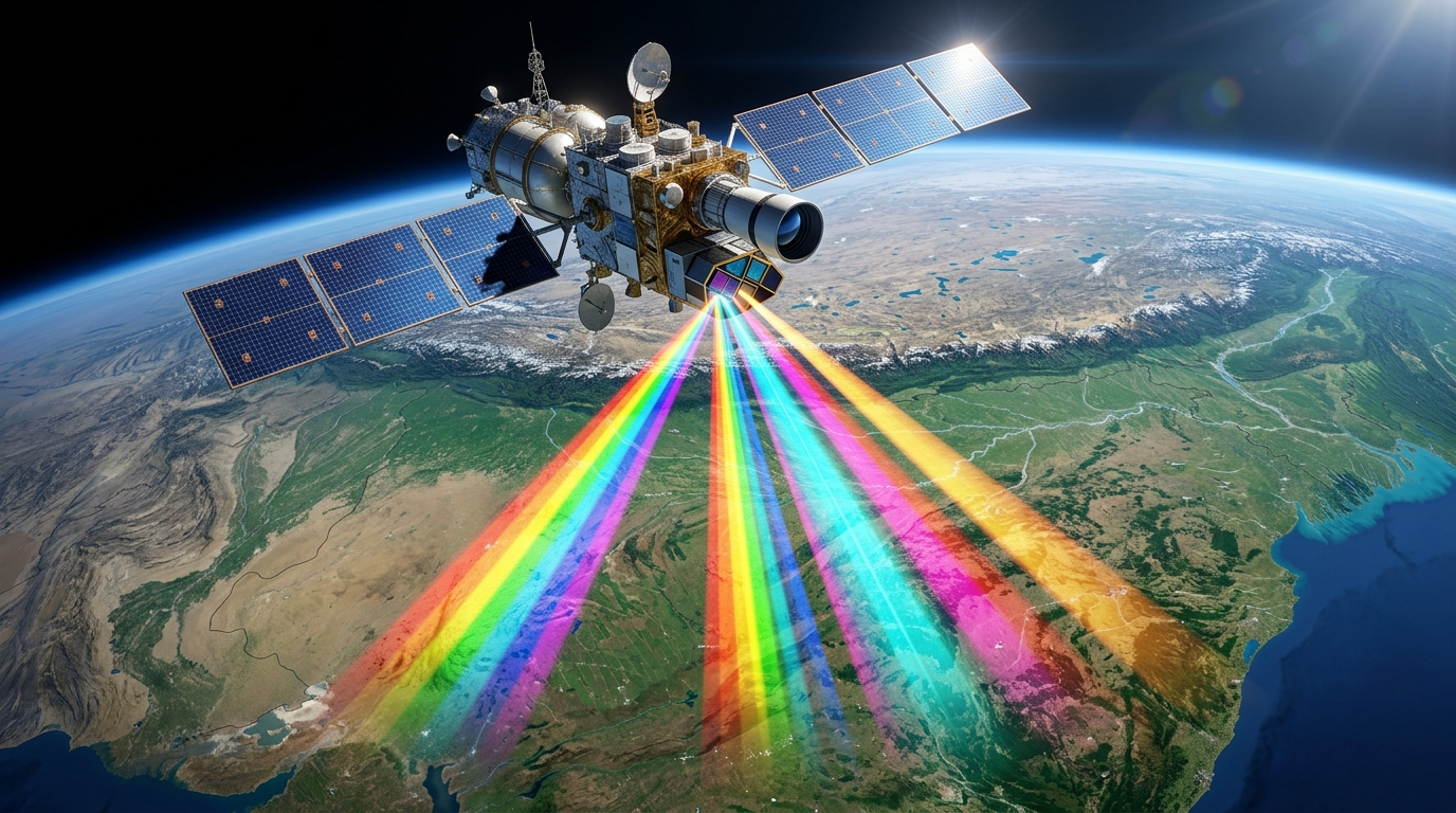 Hyperspectral Earth Observation Satellite Scanning Indian Subcontinent